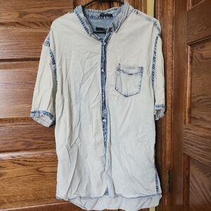 Casual  Button-Up Shirt with Blue Accents Carbon XXL made in India, long…